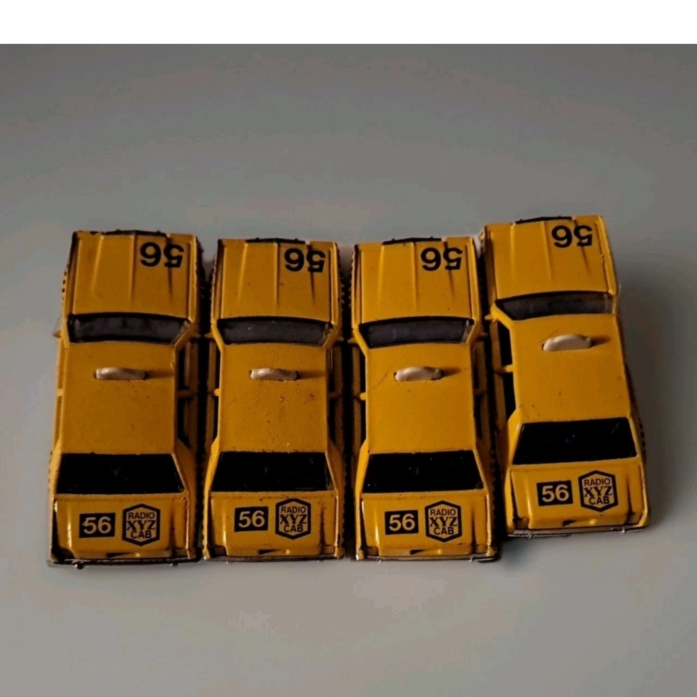 Lot X4 MATCHBOX YELLOW FORD Ltd RADIO XYZ CAB/TAXI DIECAST MODEL CAR 56 25-cb25